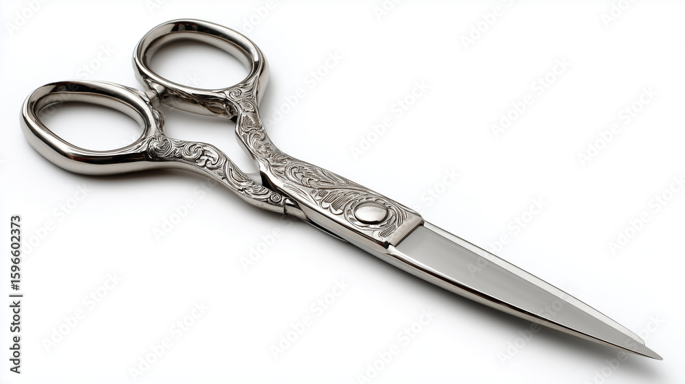 Obraz premium High-quality sewing scissors with sharp blades, isolated for clarity on a white background.