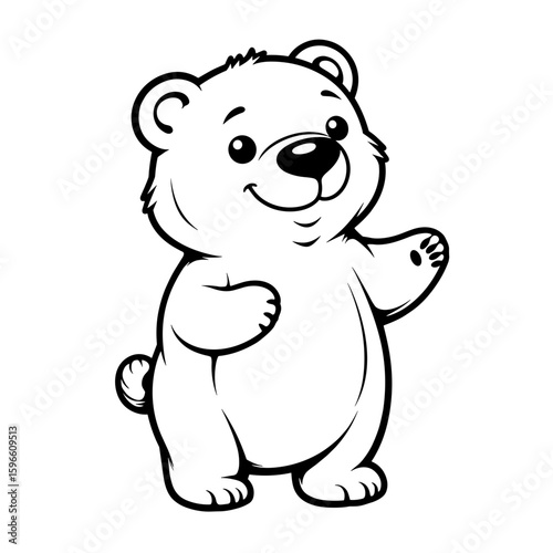 Bear standing on hind legs – Cute coloring book illustration for kids