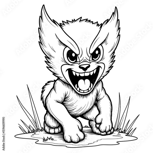 Wolverine snarling cartoon character – Cute kids coloring book artwork