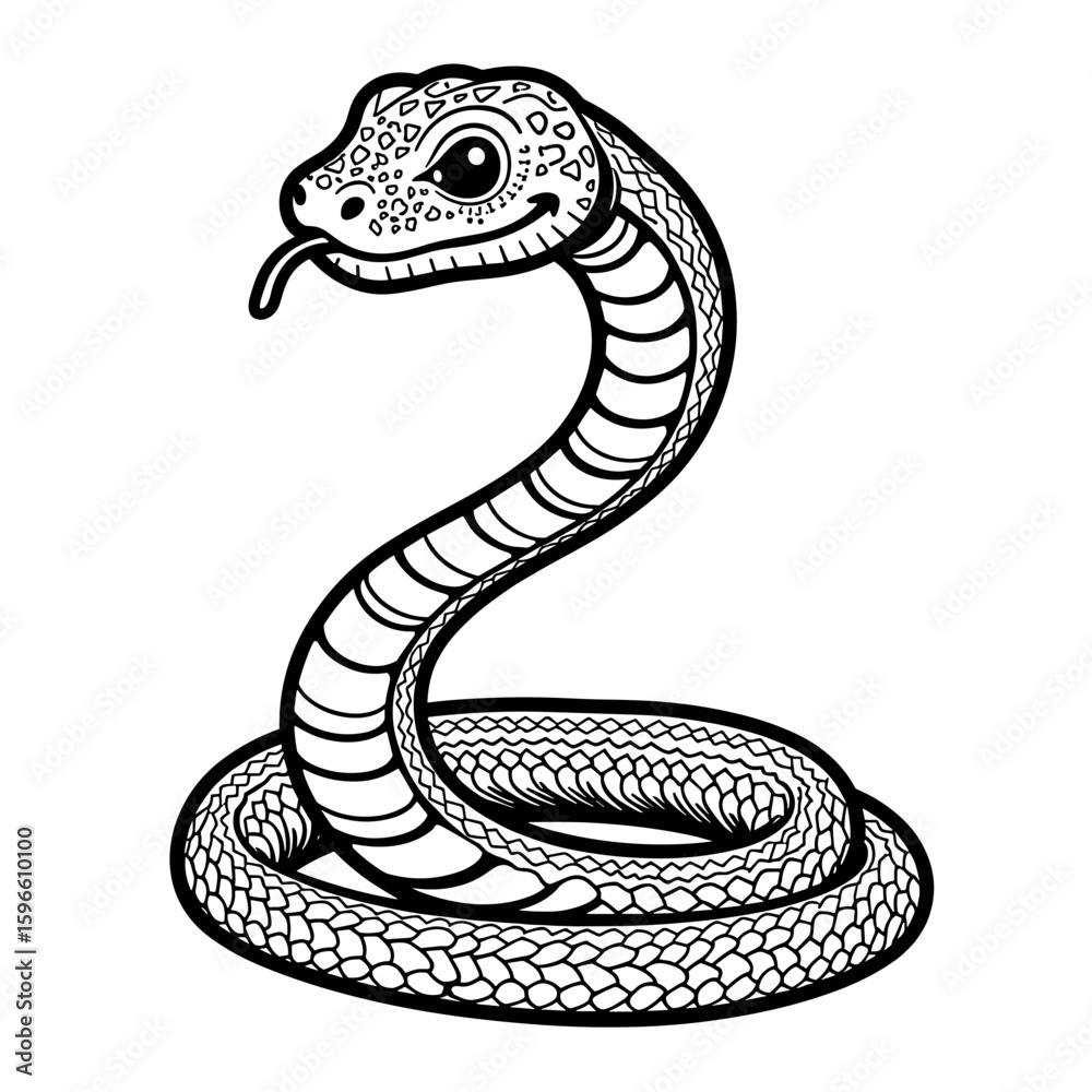 Fototapeta premium Boa constrictor coloring book page – Cute hand-drawn design for kids