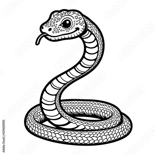 Boa constrictor coloring book page – Cute hand-drawn design for kids