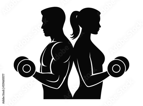 Fitness Couple with Dumbbells: Strength Training and Healthy Lifestyle


