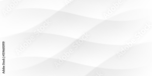 White abstract wave bg, medical corporate presentation. Subtle grey pattern, cut minimal gray texture. Wavy line sunlight ripple, medicine seamless soft 3d shadow overlay. Science curved simple wall