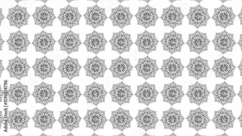 Ornate Compass Rose Mandala with Floral Elements - Black and White Vector Design, 4K, loop animation