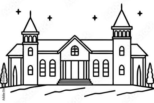 Abandoned Asylum with Flickering Lights vector illustration