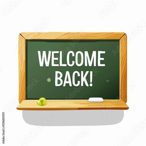 A charming illustration of a green chalkboard with "WELCOME BACK" written in white letters, symbolizing the start of a new academic year or return to work.