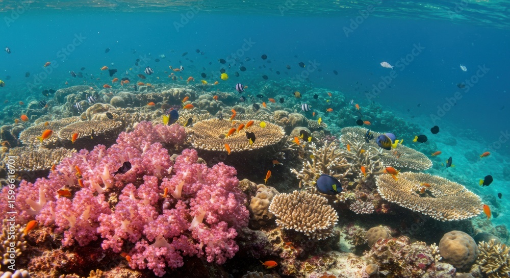 Fototapeta premium Vibrant coral reef teeming with fish (2)