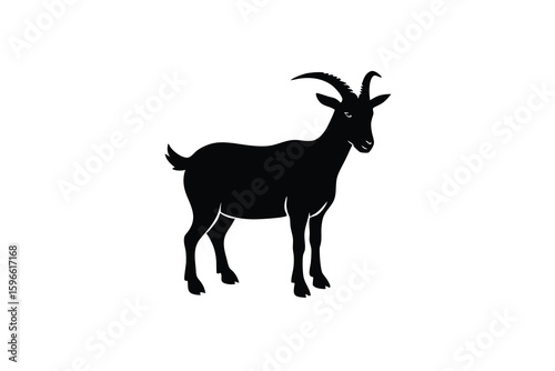 Black Silhouette of a Goat Standing Side Profile