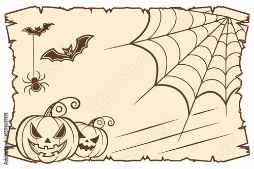 Vintage Paper Texture with Halloween Elements vector illustration