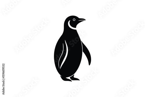 Simple Black and White Penguin Illustration on a Clean White Background