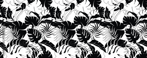 Tropical seamless pattern with exotic palm tree. Summer floral vector illustration. Creative jungle plant design