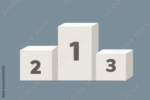 winners podium.Podium with number 1 ,2 ,3 , 3D render