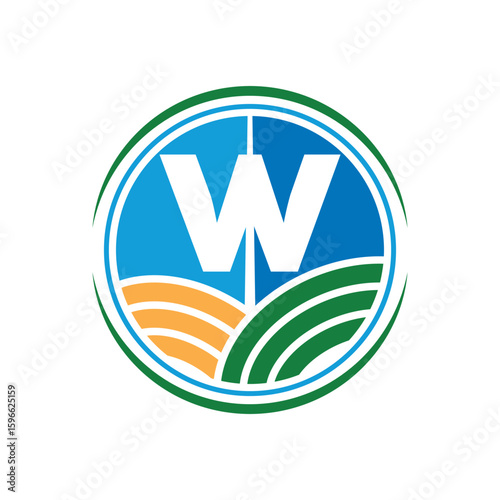 W Letter With Agriculture Firm Logo