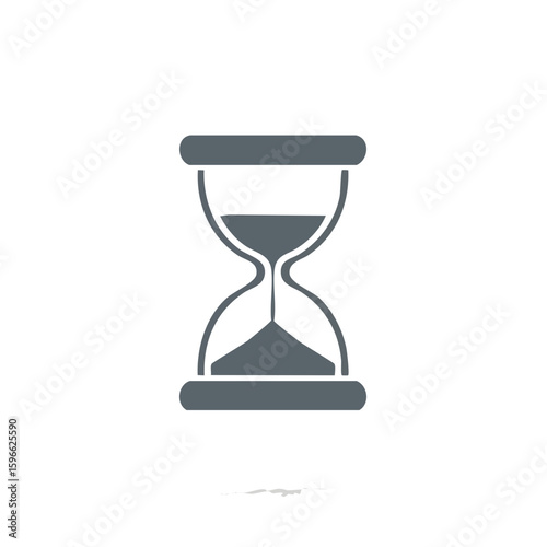 Minimalist gray hourglass on black background showing passing time and time management concept