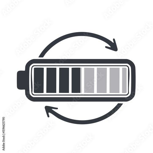 Battery charging cycle graphic icon symbolizing power energy refill