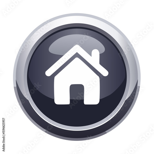 Homepage icon for web design and mobile applications Glossy button with house symbol navigation icon Internet vector illustration
