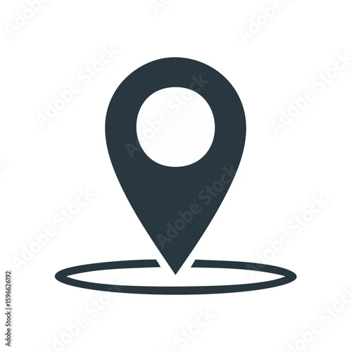 Dark Pointer Icon Location Marker Symbol on Black Background Destination Concept