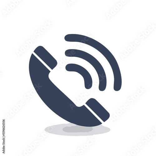 Illustrated Phone Handset Ringing with Sound Waves on Black Background