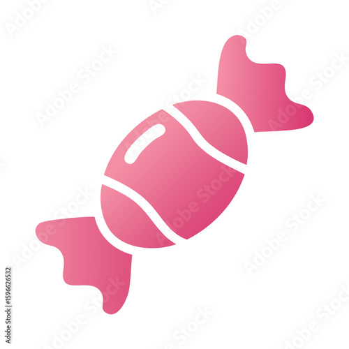 Illustration of pink wrapped candy sweet treat isolated on black background. Confectionery food, delicious dessert, party favor icon.