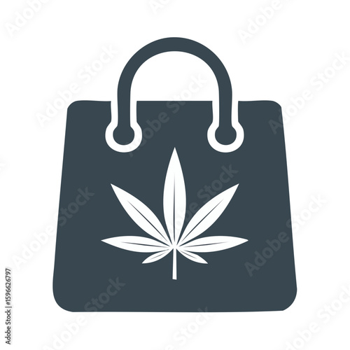 Shopping Bag Graphic with Cannabis Leaf Emblem Representing Legal Hemp Purchases