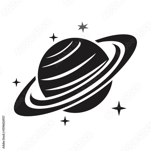 Illustration of Ringed Planet with Stars Space Astronomy Universe Galaxy Exploration