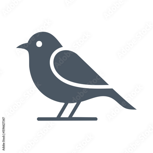 Simple bird illustration graphic design on black background Bird perched icon art Bird watching theme vector design