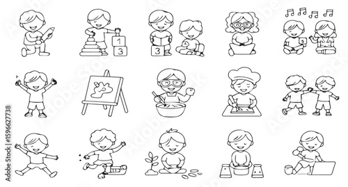 Human Activity Outline Icons: Versatile Stick Figure Vector Set for Diverse Concepts & UI/UX Design

