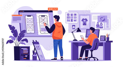 Ui Ux Designers Developing Mobile Application Interface at Workplace
