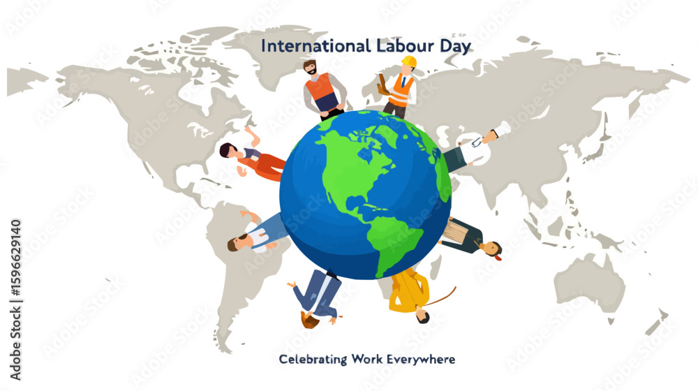 Naklejka premium Workers worldwide unity day tribute vector