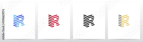 Fotografía Stripes Lines Skew Three-Dimensional Letter Initial Logo Design R