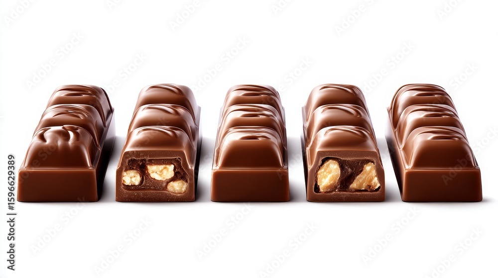 Obraz premium Indulge in the delightful sweetness of chocolate bars with peanut filling and coating