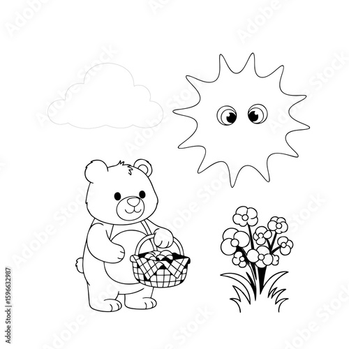 vector illustration image of coloring silhouette on white background