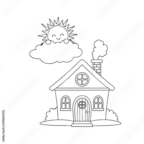 vector illustration image of coloring silhouette on white background