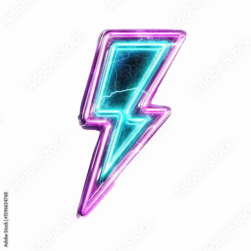 Neon Lightning Bolt Graphic Element Vibrant