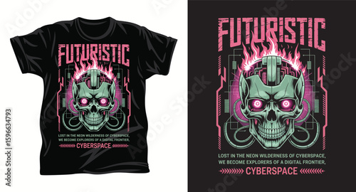 Cyberpunk graphic T-shirt design print