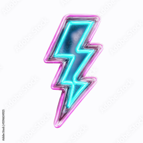 Neon Lightning Bolt Electric Blue and Pink