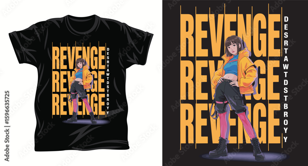 Obraz premium Cyberpunk graphic T-shirt design print