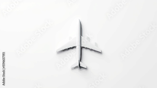 Airplane soars against a pristine white backdrop, symbolizing travel and flight

