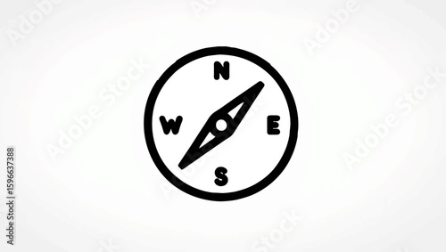 Simple compass points North on a plain background, symbolizing direction

