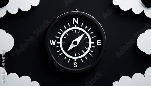 Simple compass points North on a plain background, symbolizing direction

