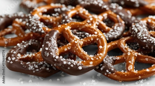 Close-Up of Chocolate-Covered Pretzels with Sea Salt