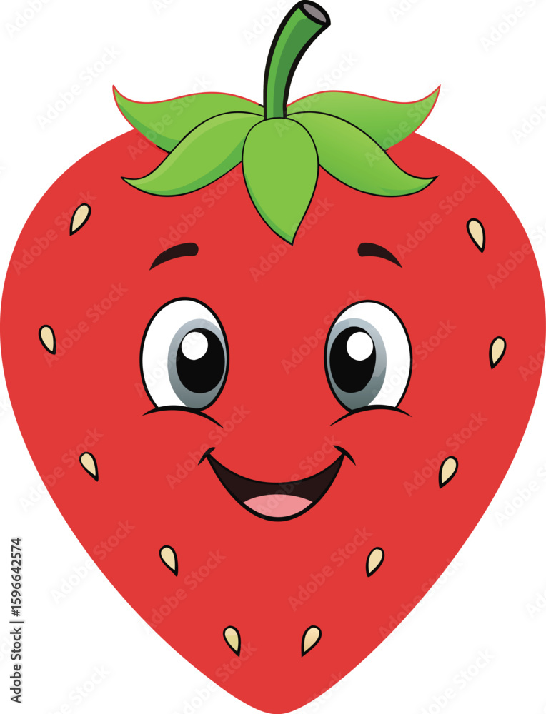 Obraz premium Animation strawberry fruits for kids and toodler coloring and drawing books