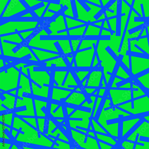 Abstract line frenzy blue lines over a green background