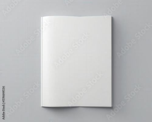 A4 brochure mockup with one page gently curled as if turning, floating isolated on light grey seamless background. Perfect template for flyer, leaflet, psd, design mock-up presentations.
