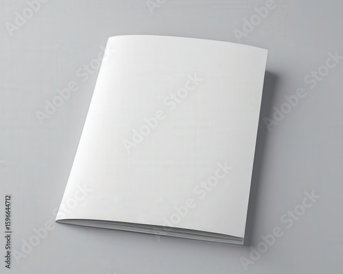 A4 brochure mockup showing one page curled as if turning, floating on a light grey seamless background. Great template or flyer, leaflet, psd design mock-up for creative projects.