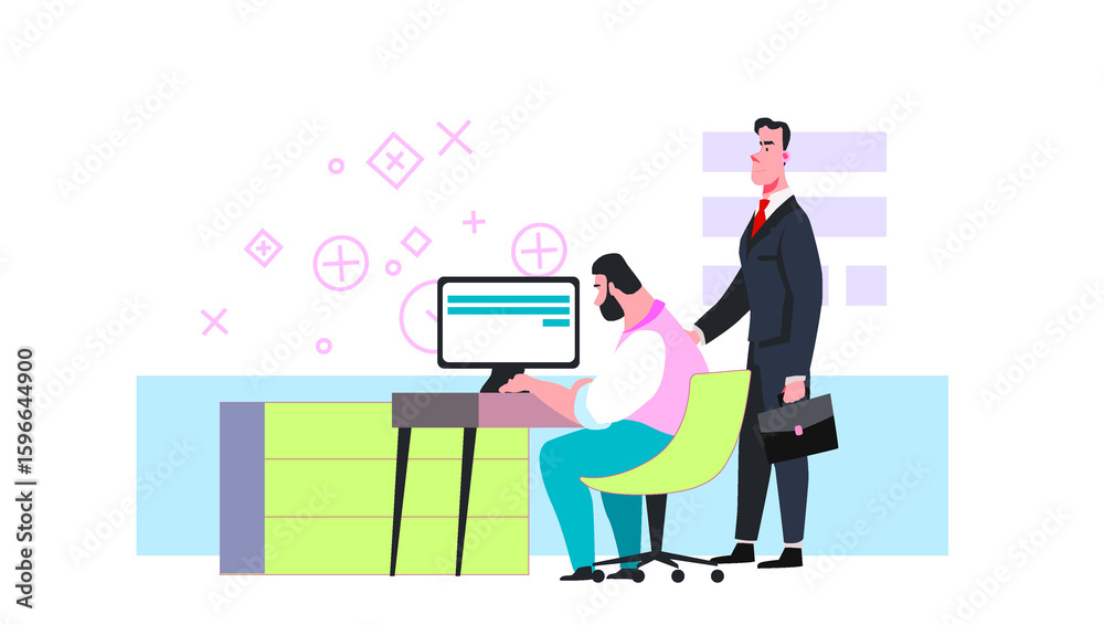 Fototapeta premium vector business illustration, office workers.Flat style color modern vector illustration.