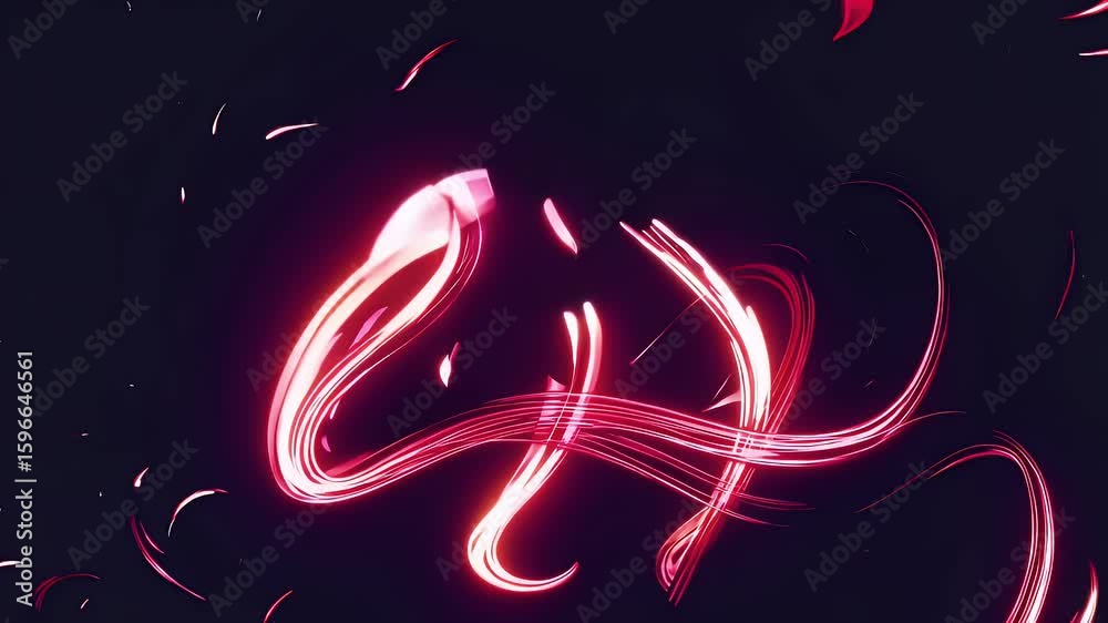 elegant 4k loop animated glowing lines forming heart shapes pink red representing love romance fluid style resembling calligraphy