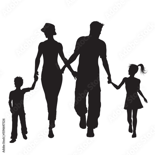 family silhouette walking 3105