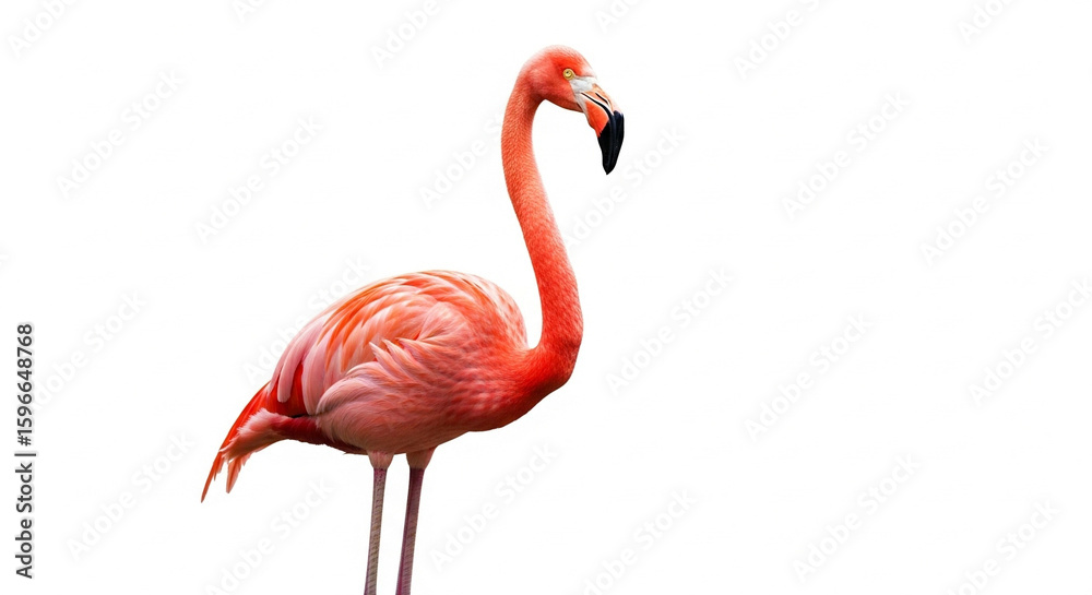 Fototapeta premium pink flamingo on white background