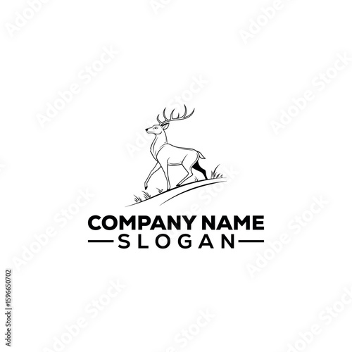 Walking Deer with Antlers on Hillside